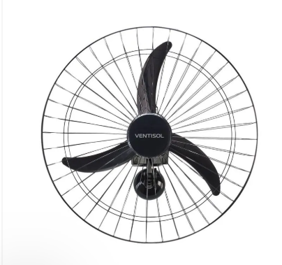 VENTILADOR OSCILANTE PAREDE 60 CENTÍMETROS METAL 127V 180W PRETO 3PÁS